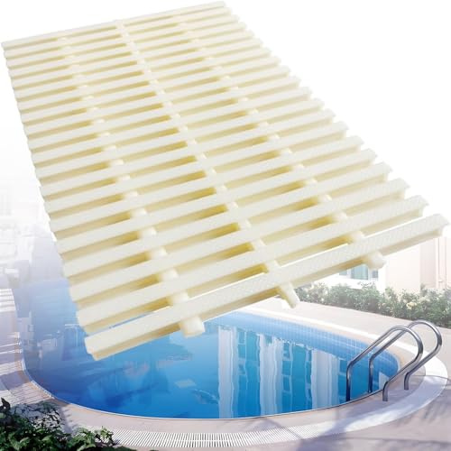 WEKONUMEX Rejilla de desbordamiento de Drenaje de Piscina empalmable, Cubierta de Zanja de plástico ABS de 3 Orificios, Paquete de 2-12(18x100cm,6 PCS)
