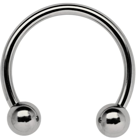 Modern Nature Piercing-Schmuck Titan Hufeisen, Gewindering Circular Barbell cbr in 1,2 mm Stärke mit zwei Verschluss Kugeln