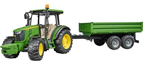 bruder 02108 - John Deere 5115 M mit Bordwandanhänger - 1:16 Spielzeug, Bauernhof, Landwirtschaft, Traktor, Trecker, Schlepper, Bulldog, Fahrzeug Anhänger, Muldenkipper