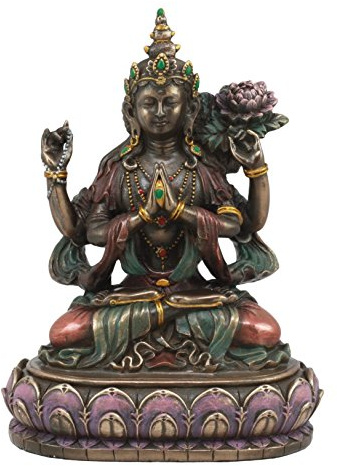 Ebros Avalokiteśvara Kuan Yin Seated On Lotus Throne Statue 6Tall Infinite Compassion of All Buddhas Guanyin In Meditation Figurine Sculpture