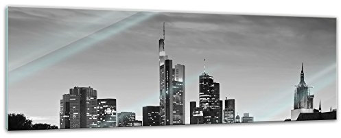 Bilderdepot24 Glasbild - Frankfurt Skyline schwarz weiß bei Nacht - 120x40 cm - Deko Glas - Wandbild aus Glas - Bild auf Glas - moderne Bilderdepot24 Glasbilder - Glasfoto - Echtglas