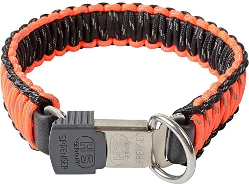 Sprenger Hundehalsband aus stabilem Paracord Nylon mit Edelstahl Clic Lock Verschluss I Wasserabweisende Halskette, reflektierend, langlebig 50 cm, orange