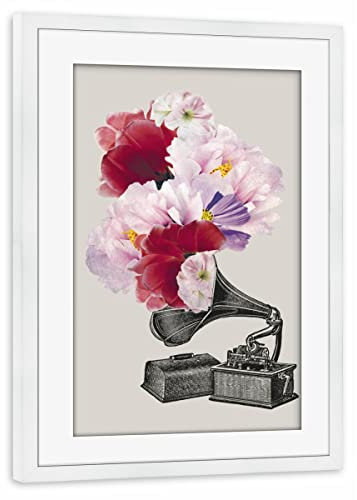 artboxONE Poster mit Rahmen weiß 60x40 cm Blumophon von Amy&Kurt - gerahmtes Poster