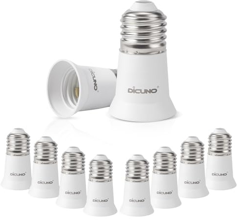 DiCUNO E26 3CM/1.2 Inch Socket Extender, E26 Lamp Bulb Socket Extension, Lamp Holder Adapter, 10-Pack