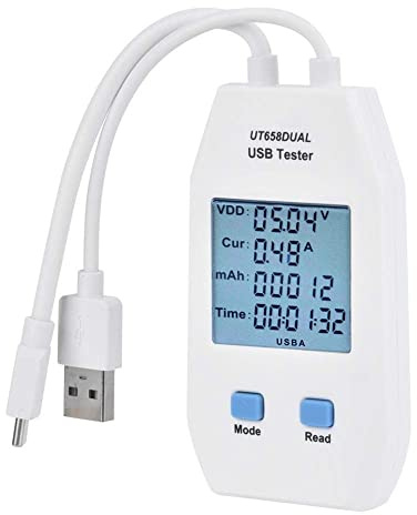 USB Tester Digital LCD Power Capacity Voltmeter Ammeter (UT658 Dual)