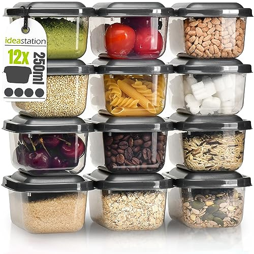 idea-station Plastmatlåda 12 x 250 ml - antracit - köksförvaringslåda