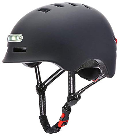 Akemaio Leichter Fahrradhelm, LED Leichter Fahrradhelm Elektrisches Skateboard Rad Skateboard Helm mit Licht LED Scheinwerfer und Rücklicht