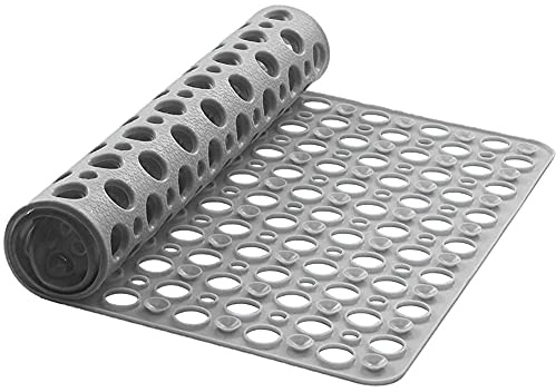 Duschmatte TPE Badewannenmatte Rechteck Badewanneneinlage mit Saugnapf rutschfest Badezimmermatte Anti Rutsch Dusche Matte Antibakteriell Duscheinlage BPA frei und Latexfrei Badematte(38x70cm,Grau)