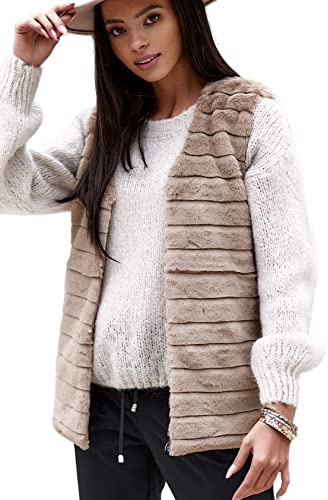 Och Bella Weste für Damen, Weich und Flauschig, Kurze Fellweste, Perfekt für Kältere Tage, Stylische Damen Weste, Befestigt mit Haken, Weste für Frauen mit Satin-Futter