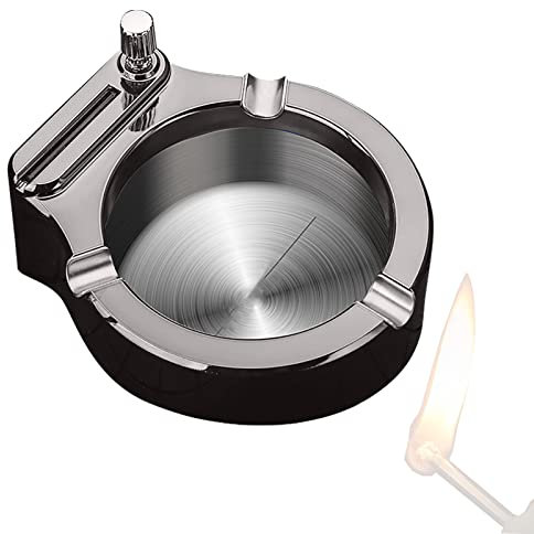 WHYUNM26 Retro Metall Aschenbecher Tragbare Edelstahl Feuerzeuge Raucherzubehör Home Office Aufbewahrungshalter Mit Baumwollkern Zur Dekoration,Silver