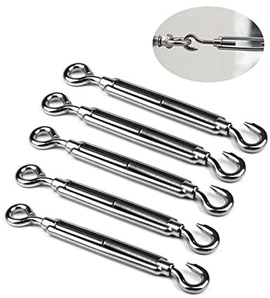 DLRSAM Spannschloss， 5 stücke m4 / m6 Edelstahl 304 Hook & Eye Turnbuckle Drahtseilspannung (Color : M6, Size : 5PCS)