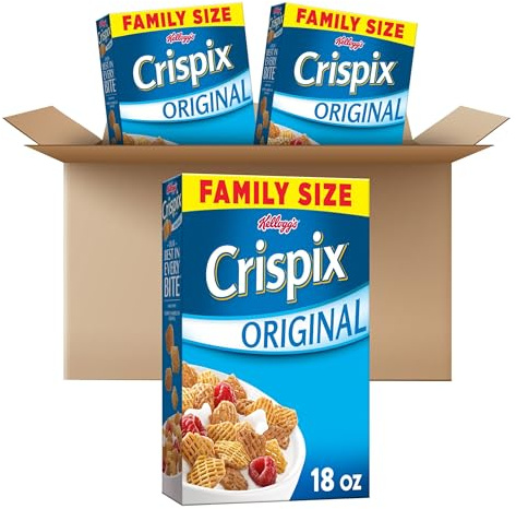 Kellogg's Crispix Cold Breakfast Cereal, 8 Vitamins and Minerals, Great in Snack Mix, Family Size, Original (3 Boxes)