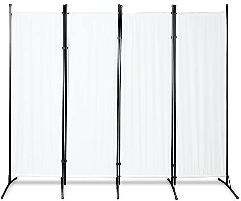 Tubiaz Paravent 200 x 170 cm, divisorio grande da giardino, divisorio per balcone, protezione privacy, 4 pezzi, per uffici, balconi, beige