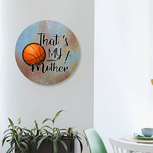 basketball Mother Welcome Sign Front Door Decor Basketball Metal Sign Personalized Family Vintage Wreath Metal Wall Sign Wall Art Wall Decor For Man Cave Coffee Bar Indoor & Outdoor Decor 9x9in