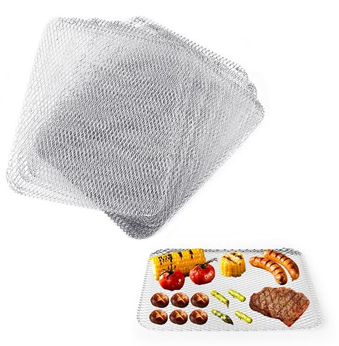 aglehome Grill Topper, Grill BBQ Disposable Grill Toppers, 10 Pack Grill Topper for Outdoor Grill Disposable Grilling Liners Prevent Food from Falling Through Grill Grates - 15.3x12 Inch