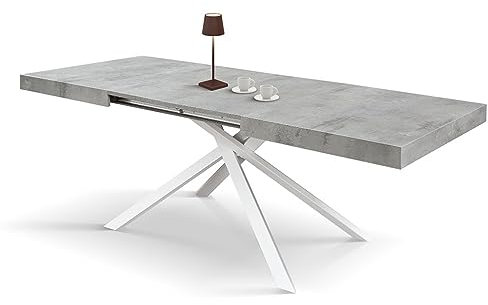 Mar.c.a. Design - Ausziehbarer Konsolentisch Dallas | Küchentisch mit gekreuzten Beinen in Weiß, ausziehbare Tischplatte aus Melaminspaneel und Beine aus Eisen, hergestellt in Italien, 160 x 90 x 74