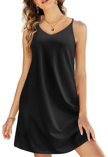 Zeagoo Vestido Boho Mujer Vestido de Tirantes Escote en V Vestido de Playa Bohemio Vestido de Verano Estampado Floral Vestido Midi Casual Minivestido Sin Mangas Vestido de Ocio