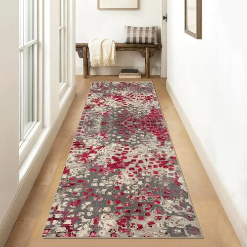 Siunwdiy Teppich Läufer Flur rutschfest braun beige rosa Abstract Korridor Teppichläufer Waschbar 50x160cm Läufer Teppich Anpassbar Breite 40cm/ 50cm/ 60cm/ 70cm/ 80cm/ 90cm/ 100cm/110cm/120cm/140CM
