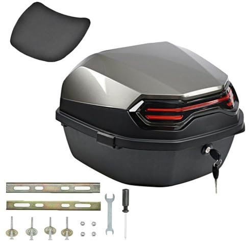 JEDAL Motorrad Top Case 35L motorradkoffer Wasserdicht Motorrad Top Box Koffer, Helmkoffer für Roller universal Motorrad topcase (Farbe : Grau)