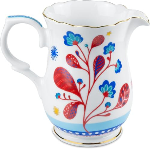 BACI MILANO Brocca in porcellana decoro Foglie Linea Mamma Mia 22 x 12,5 cm, H 19 cm