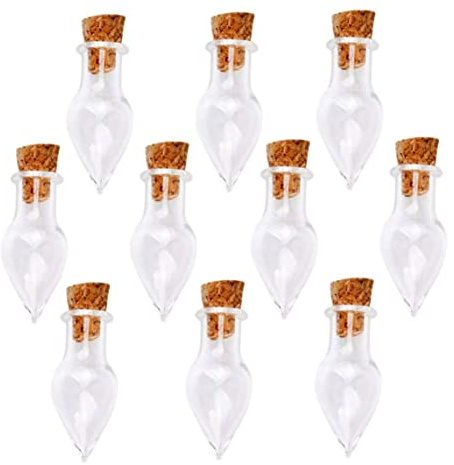 10 pz Mini Bottiglie di Vetro a Forma di Goccia Barattoli Trasparenti con Tappo di Sughero Bottiglie dei Desideri Appese a Forma di Goccia Contenitore Bottiglia con Tappo Contenitore dei Desideri Cion