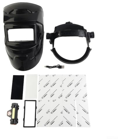 Schweißhelm mit grauer HD-Linse, Dimmfunktion, bequem und effizient (C)