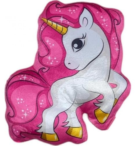 ILS I LOVE SHOPPING 3D Shaped Konturiertes Plüschkissen für Kinder aus Polyester mit der Form einer Figur (Einhorn)