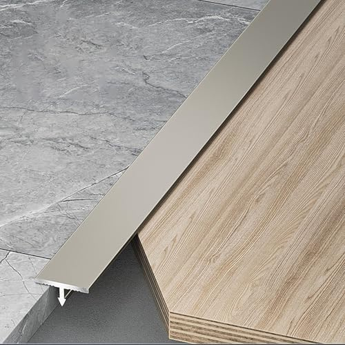 Raouoae Übergangsprofil T-Profil Ausgleichsprofil Aluminium Eloxiert Übergangsschiene 3 Stück 100cm Flach Ausgleichsprofil Abschlussleiste Für Fliesen Laminat/Parkett(High-End-Grau,Breite: 12mm)