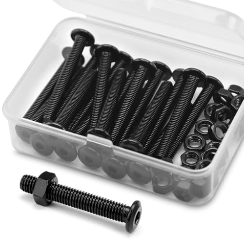 (20 Ensembles) M5 x 30mm Boulons et écrous à Tête Creuse Kit 304 Acier Inoxydable Oxyde Noir, Boulons de Meubles, Vis de Connecteur Pour Meubles