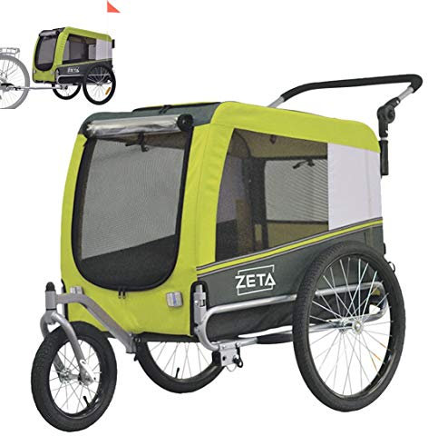 Papilioshop Zeta – 2-in-1 Fahrradanhänger und Kinderwagen für Hunde und Haustiere, Klappbar, Leicht und Stabil, Perfekt für Tiertransport und Spaziergänge (M-grün)