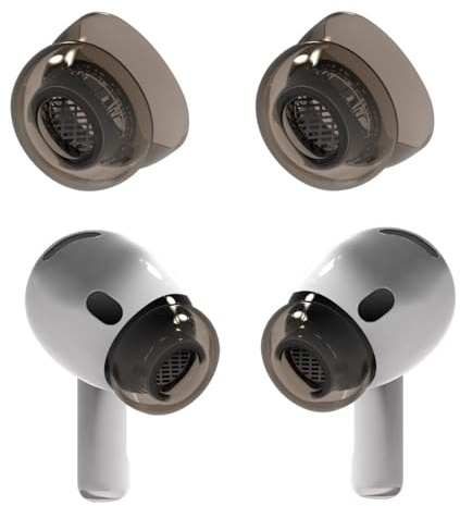 Gommini Auricolari per AirPods 4 per la Riduzione del Rumore, Auricolari in Silicone per Airpods 3&4 con Custodia Portatile (Transparent Black, M)