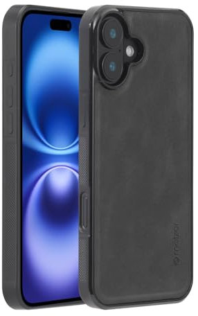 Molzar GripBig Series for iPhone 16 Plus Case, Built-in Metal Plate for Magnetic Mount, Works with Qi-certified Chargers, Compatible with iPhone 16 Plus, Black/Black