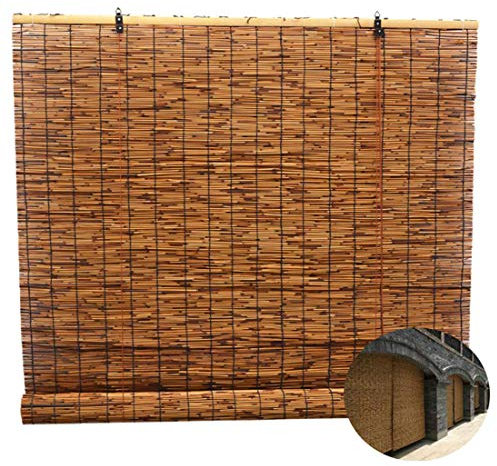 Bambusrollos für Außen Innen Sonnenschutz Waterproo Vorhänge mit Retro Strohdesign Dekorativer Naturvorhang für Fenster Bambusschattierungen Fensterläden für Sichtschutz Rollo mit S