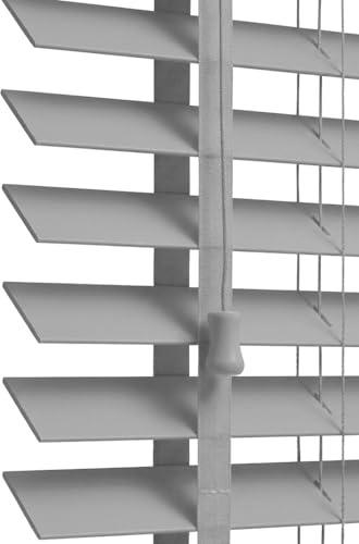 Ruby Deals Faux Wood Window Venetian Blinds with Tape - 50mm slats Trimmable Easy Fit Home Office Grey Window Blinds (105W x 150H cm)
