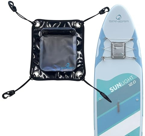 SPINERA SUP Tasche zur Befestigung Gear Buddy mit wasserdichtem Reißverschluss – Schutz für Handy & Zubehör – an jedem SUP oder Kajak fixierbar – 17x20 cm Drybag Case