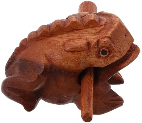 BESTonZON Holzfrosch Instrument Holzschlaginstrument Froschstatue Froschklangmacher Holzfroschmodell Holzfroschinstrument Schreibtischfiguren Tierinstrumente