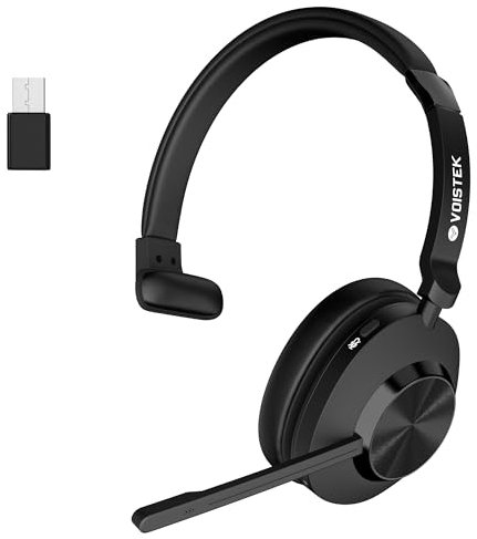 Voistek Wireless Cuffia con Cavo per PC/Portatile, Bluetooth Headset Microfono con cancellazione del rumore, compatibile con Ufficio,Windows, MacOS, iOS, iPadOS, Android