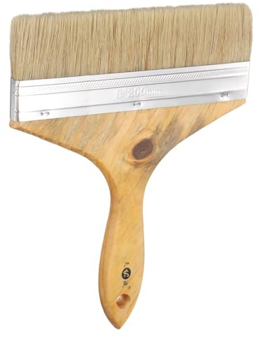sourcing map Piccoli pennelli piatti da 20 cm, con setole naturali e manico in legno e foro, per pittura artistica fai da te, mobili, armadi, recinzioni, ponte, pareti, porte, colore marrone