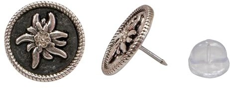 Alpenflüstern Ansteck-Pin Strass-Edelweiß rund - Trachten-Anstecker, Trachtenschmuck für Damen und Herren (in traditionellen Farben) API142