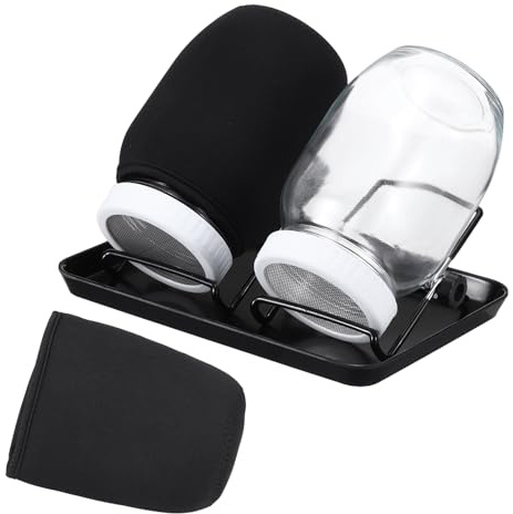 QUARKZMAN Barattolo Germogliatore Set di 2, Barattoli Germinazione con Coperchi Acciaio Inox + Vassoi Coltivazione per Germogli Broccoli Crescione Micro ortaggi con Guida e Supporto, Bianco