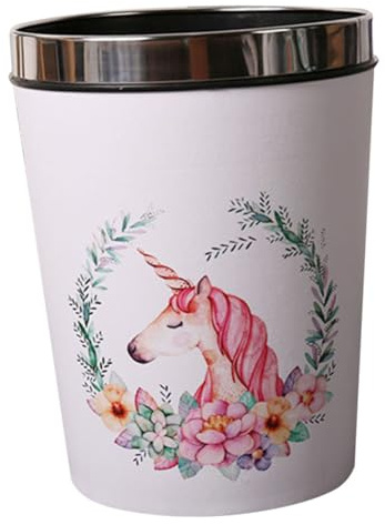 NOLITOY Unicorn Waste Basket 12l round Cartoon Bin for Home Use