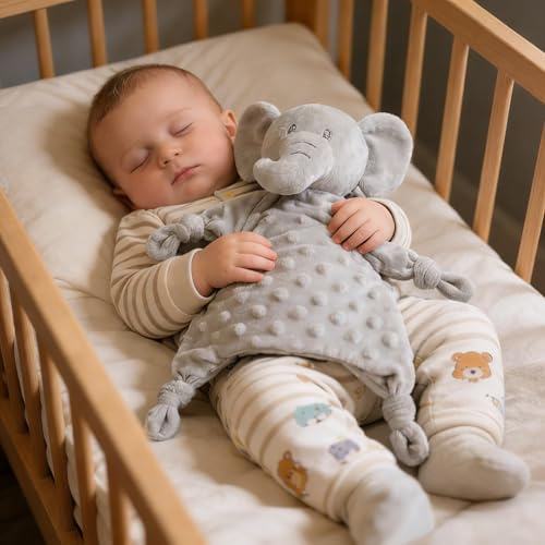 CREVENT Soft Plush Animal Face Security Blankets for Boys and Girls, Great Gifts for Birthday Baby Shower - Elephant