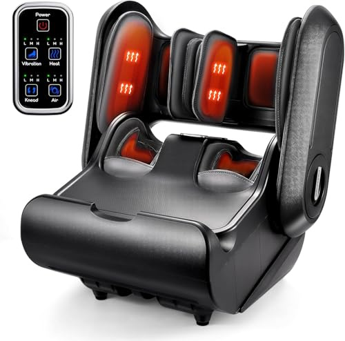 EaseZen Massager pieds et jambes Shiatsu, chaleur+compression, pt 47 | chevilles et jambes 3 intensités pétrissage/pression/vibration, 3 chaleurs (40/50/55°C) , 3 minuteurs (15/20/30 min)