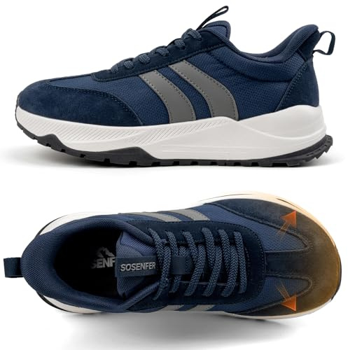 Sosenfer vandringsskor herr breda halkfria utomhus vandringsskor lätta breda andningsbara traillöparskor vandringsskor bekväma promenadskor sneakers, blå, 43 EU bred