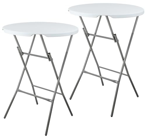 VOSS.garden 2X Stehtische Ø80cm/ 105cm, Hochtisch klappbar, Kunststoff & Stahlgestell