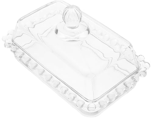 MALUGOGO Mantequera de vidrio que conserva la frescura de la mantequilla para cocina y refrigerador con diseño de tapa para almacenamiento de alimentos