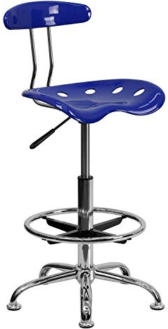 Flash Furniture vibrerande nautisk blå och krom-utarbetningspall med traktorsäte