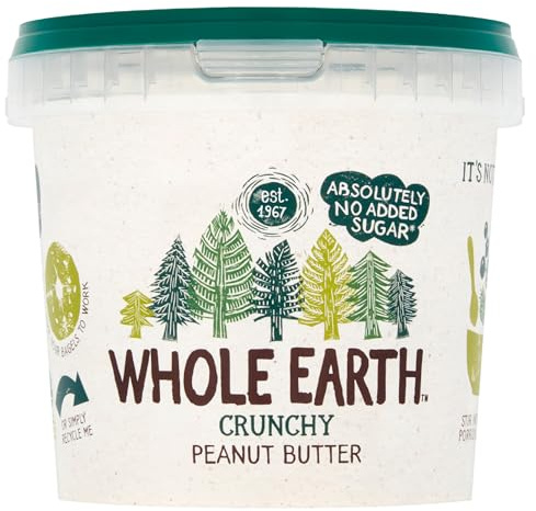 Whole Earth Crunchy Peanut Butter 1 kg | Original Crunchy Peanut Butter • Natural Nut Butter • No Added Sugar • 1kg Tub