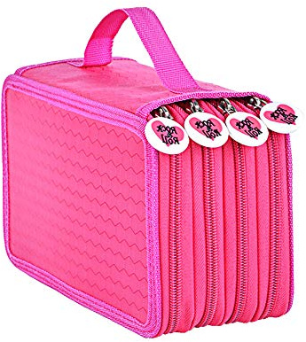 Yosoo Oxford Mehrschicht Stiftemappe für 72 Buntstifte Make-up Pinsel Tasche Pencil Organizer Pen Tasche stationäre Stiftetasche mit großer Kapazität (Rose rot)