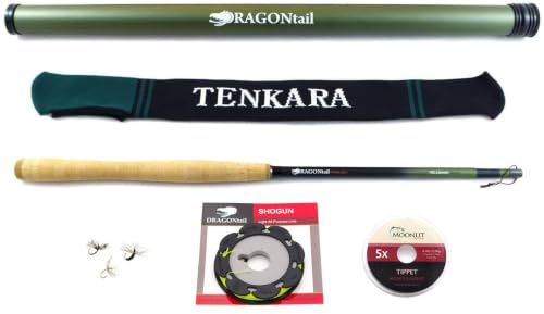 Dragontail Hellbender Zoom Tenkara Fliegenrute, Black - Complete Starter Kit, 13'